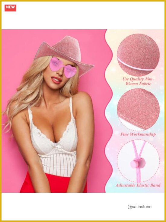 9 Pcs Adult Cowboy Hat with Paisley Bandanas and Heart Shape Sunglasses main image 5